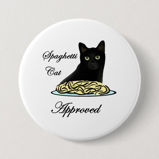 Spaghetti-Katze genehmigt Button (Vorderseite)
