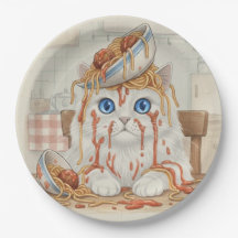 Spaghetti Kitty, Blanc, Assiettes en Papier