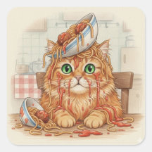 Spaghetti Kitty, Orange, Autocollants
