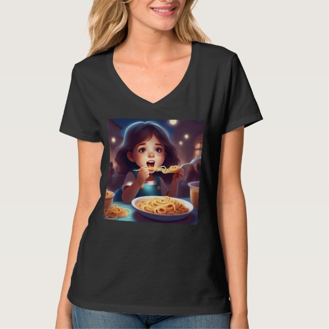 Spaghetti-Mädchen T-Shirt (Vorderseite)