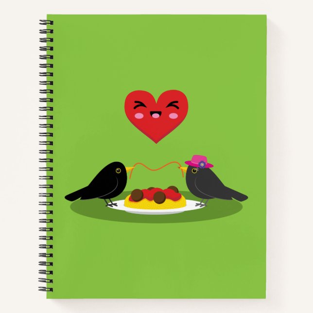 Spaghetti Meatballs Romantisches Datum Notizbuch (Vorderseite)