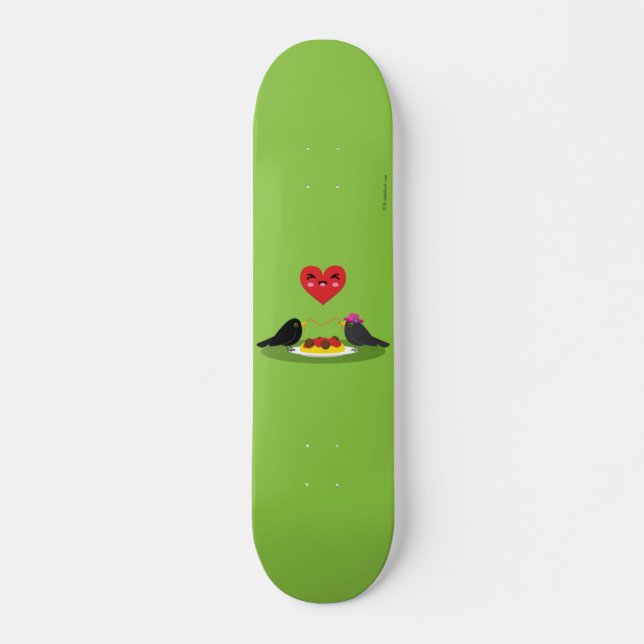 Spaghetti Meatballs Romantisches Datum Skateboard (Vorne)