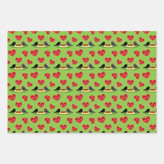 Spaghetti Meatballs Romantisches Datumsmuster Geschenkpapier Set (Vorderseite)