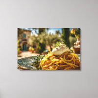 Spaghetti mit Burrata-Käse in Süditalien