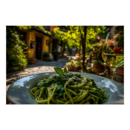 Spaghetti mit Creamy Spinach Sauce Poster