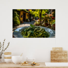 Spaghetti mit Creamy Spinach Sauce Poster