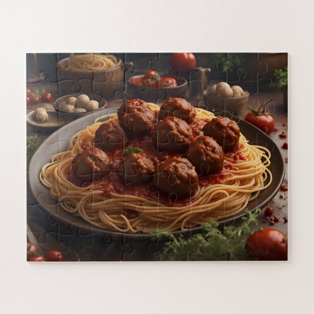 Spaghetti mit Fleischklößchen (Horizontal)