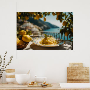 Spaghetti mit Lemon Cream Sauce Poster
