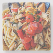 Spaghetti mit Mussels Food Untersetzer