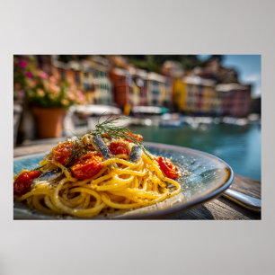 Spaghetti mit Sardinen und Fennel Poster