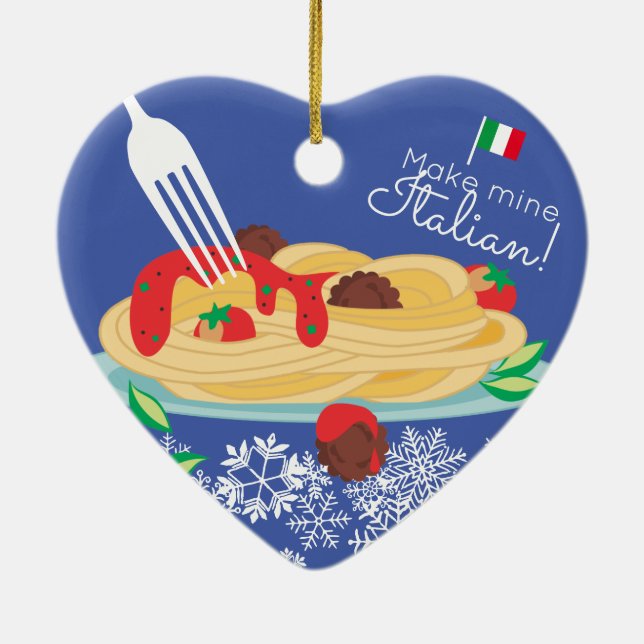 Spaghetti Nudeln mit italienischer Küche Weihnacht Keramik Ornament (Hinten)