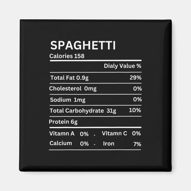 Spaghetti Nutrition Fakten Funny Erntedank Nutri Magnet (Vorne)