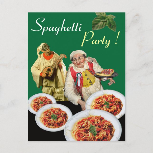 SPAGHETTI PARTY, Italienische Küche Koch Recia, Gr Postkarte (Vorderseite)