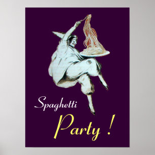 SPAGHETTI-PARTY, ITALIENISCHE KÜCHE, lila Poster