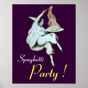 SPAGHETTI-PARTY, ITALIENISCHE KÜCHE, lila Poster