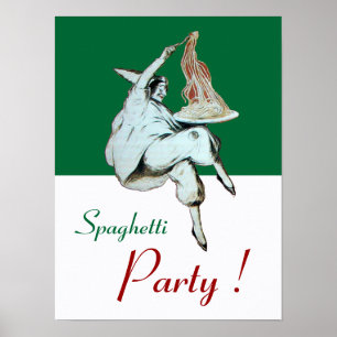 Spaghetti-Party, italienische Küche, rot grün weiß Poster