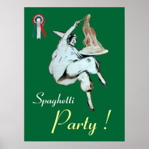 SPAGHETTI-PARTY, ITALIENISCHE KÜCHE, rot grün weiß Poster