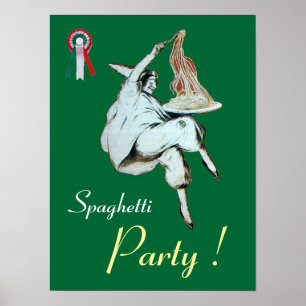 SPAGHETTI PARTY, ITALIENISCHE KÜCHE, rot-weiß Poster