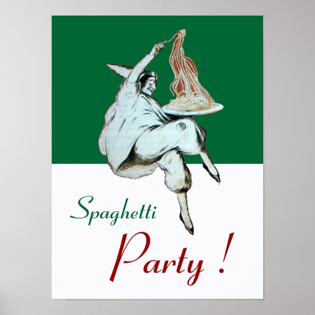 SPAGHETTI PARTY, ITALIENISCHE KÜCHE, rot-weiß Poster (Vorne)