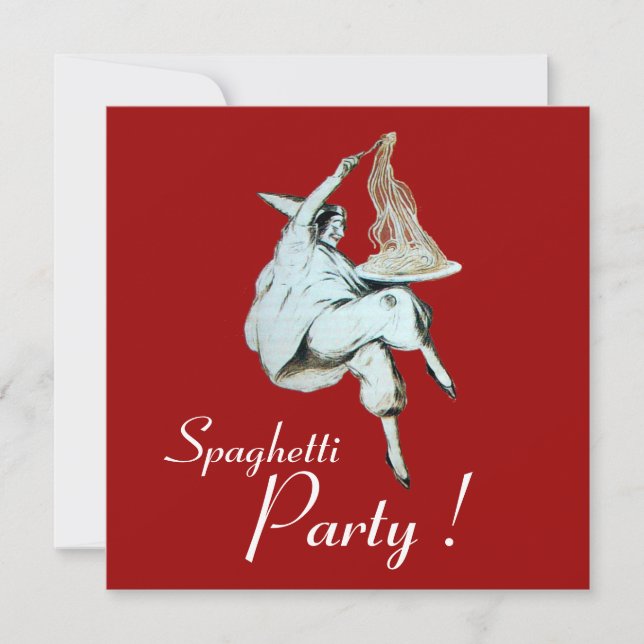 SPAGHETTI PARTY, ITALIENISCHE KÜCHE Rotes Abendess Einladung (Vorderseite)