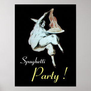 SPAGHETTI-PARTY, ITALIENISCHE KÜCHE, schwarz Poster