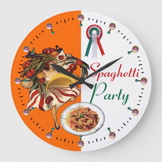 SPAGHETTI-PARTY-TANZ, ITALIENISCHE KÜCHE UND GROßE WANDUHR (Vorderseite)