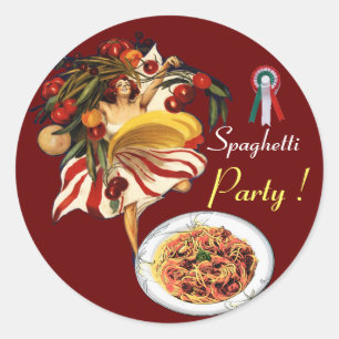 SPAGHETTI-PARTY-TANZ, ITALIENISCHE KÜCHE UND RUNDER AUFKLEBER