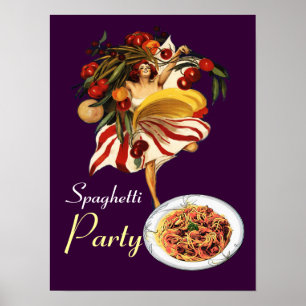 SPAGHETTI-PARTY-TANZ, ITALIENISCHE KÜCHE UND TOMAT POSTER
