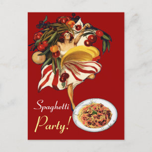 SPAGHETTI-PARTY-TANZ, ITALIENISCHE KÜCHE UND TOMAT POSTKARTE