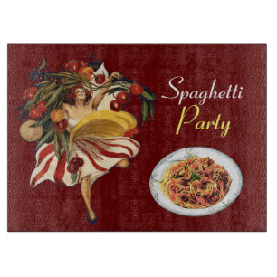 SPAGHETTI-PARTY-TANZ, ITALIENISCHE KÜCHE UND TOMAT SCHNEIDEBRETT