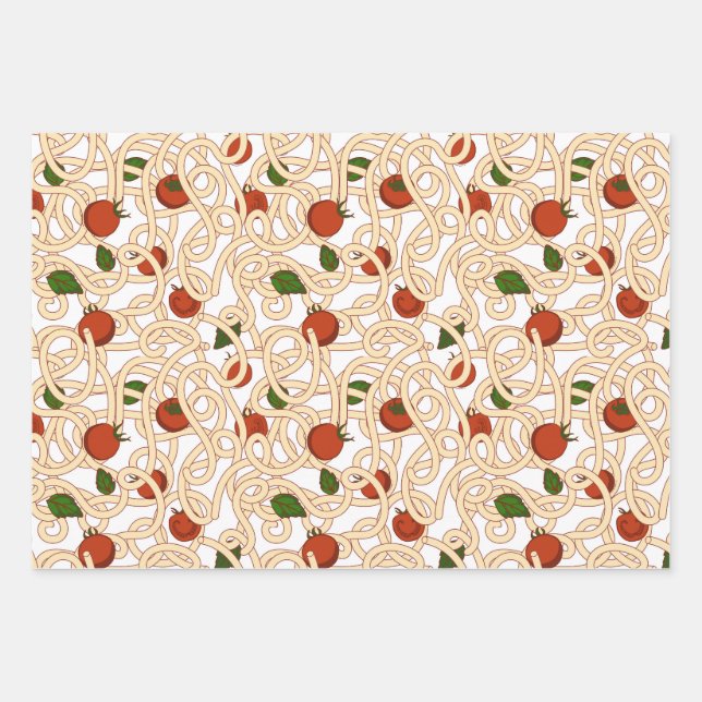 Spaghetti Pasta Italienisches Essen mit Tomate Geschenkpapier Set (Vorderseite)