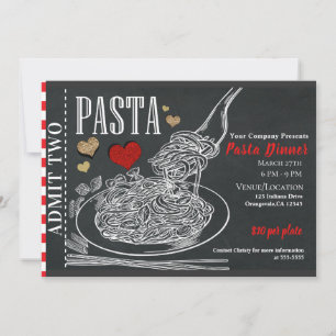Spaghetti-Pasta-Kreide-Rustikales Valentins-Dinner Einladung