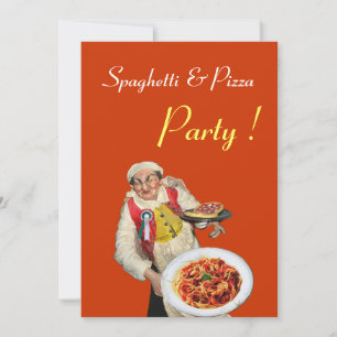 SPAGHETTI & PIZZA PARTY, Orangenschwarz, RESTAURAN Einladung
