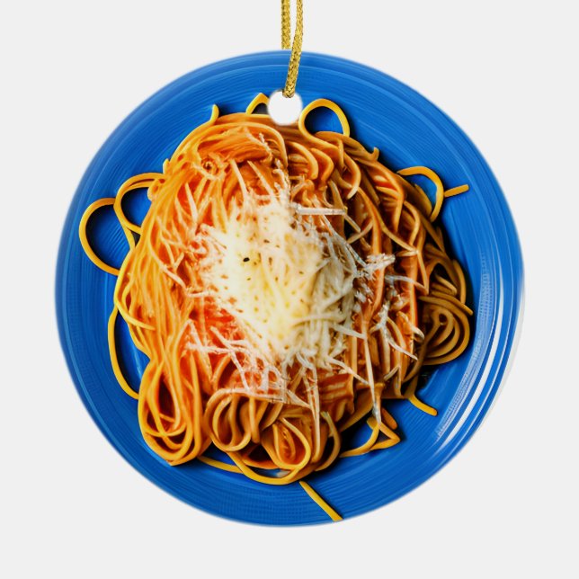 Spaghetti Pun Christmas Keramik Keramik Ornament (Vorne)