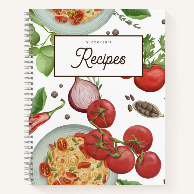 Spaghetti Thema individuell anpassbares Rezept Buc Notizbuch (Vorderseite)