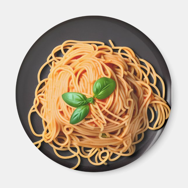 Spaghetti und Basil Food Plate Magnet (Vorne)