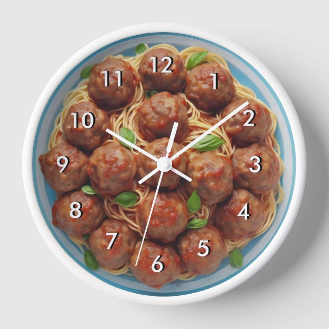 Spaghetti und Fleischbällchen Italienische Uhr (Vorderseite)