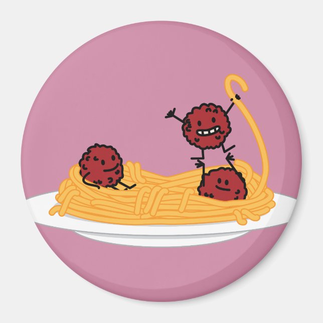 Spaghetti- und Fleischklöschenteigwarennudeln Magnet (Vorne)