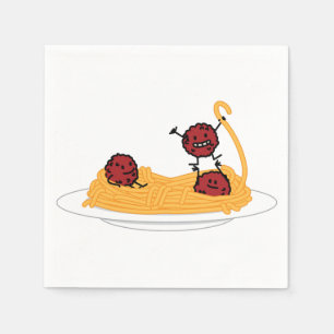 Spaghetti- und Fleischklöschenteigwarennudeln Serviette