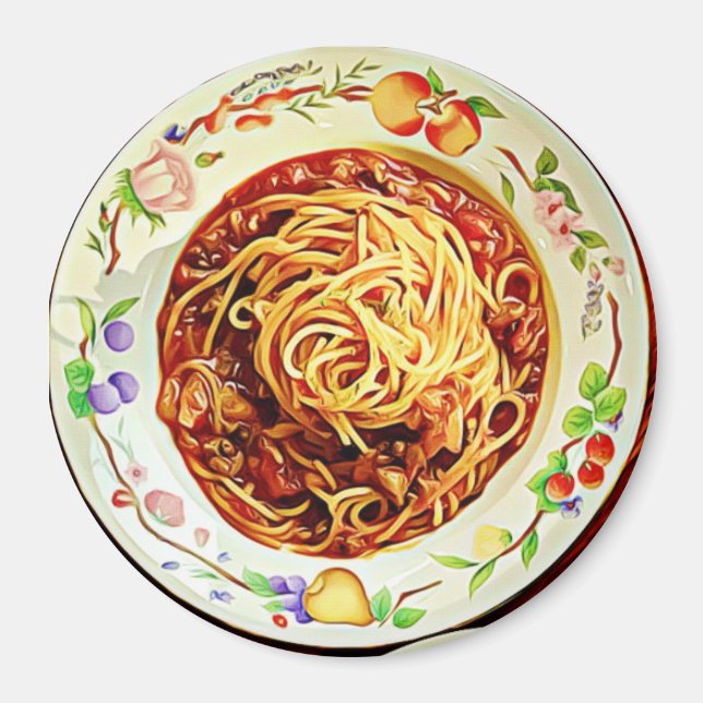 Spaghetti und Meatballs Food Kühlschrank Magnet (Vorne)