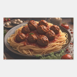 Spaghetti und Meatballs Rechteckiger Aufkleber