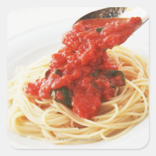 Spaghettis Pomodoro Quadratischer Aufkleber