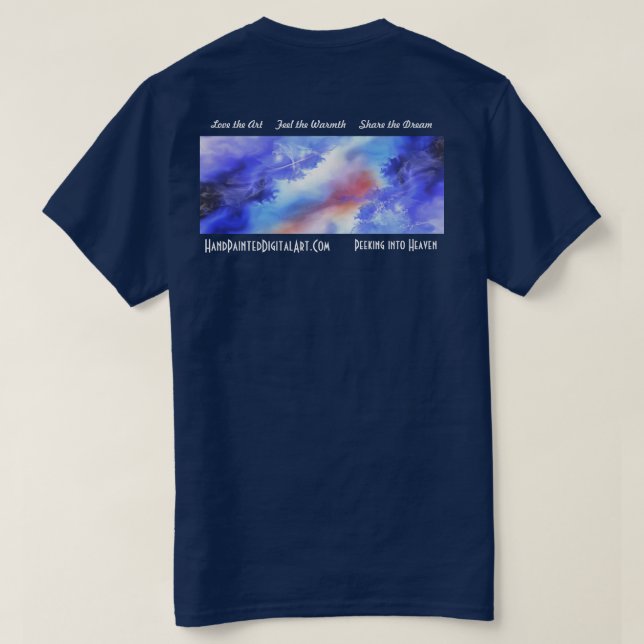 Spähen in Himmel T-Shirt (Design Rückseite)