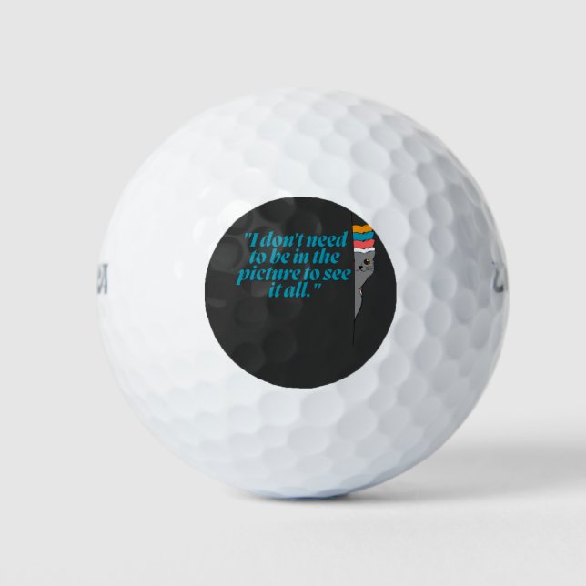 Spähende Katze hinter der Tür Illustration Golfball (Vorderseite)