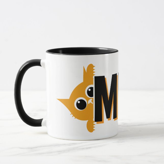 Spähende orange Katze Miauen Design Kaffeetasse (Links)
