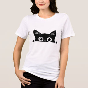 Spähende schwarze Katze Tri-Blend Shirt