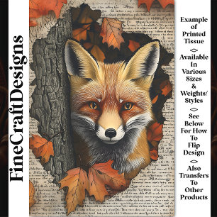 Spähender Fuchs Herbstlaub Ephemera BK5 Decoupage Seidenpapier