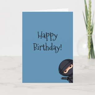 Spähender Ninja an blauem Geburtstag Karte