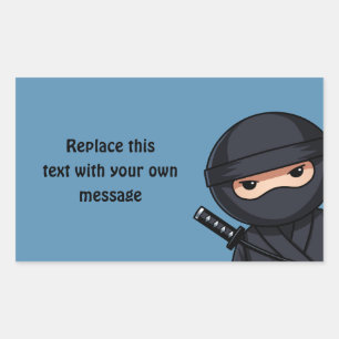 Spähender Ninja auf Blau Rechteckiger Aufkleber