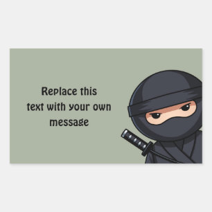 Spähender Ninja auf Salbeigrün Rechteckiger Aufkleber